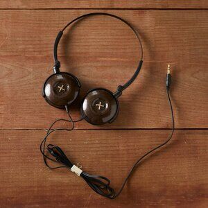 Audio Technica Vintage Style Foldable Headphones w/ Case | Brown Button Design